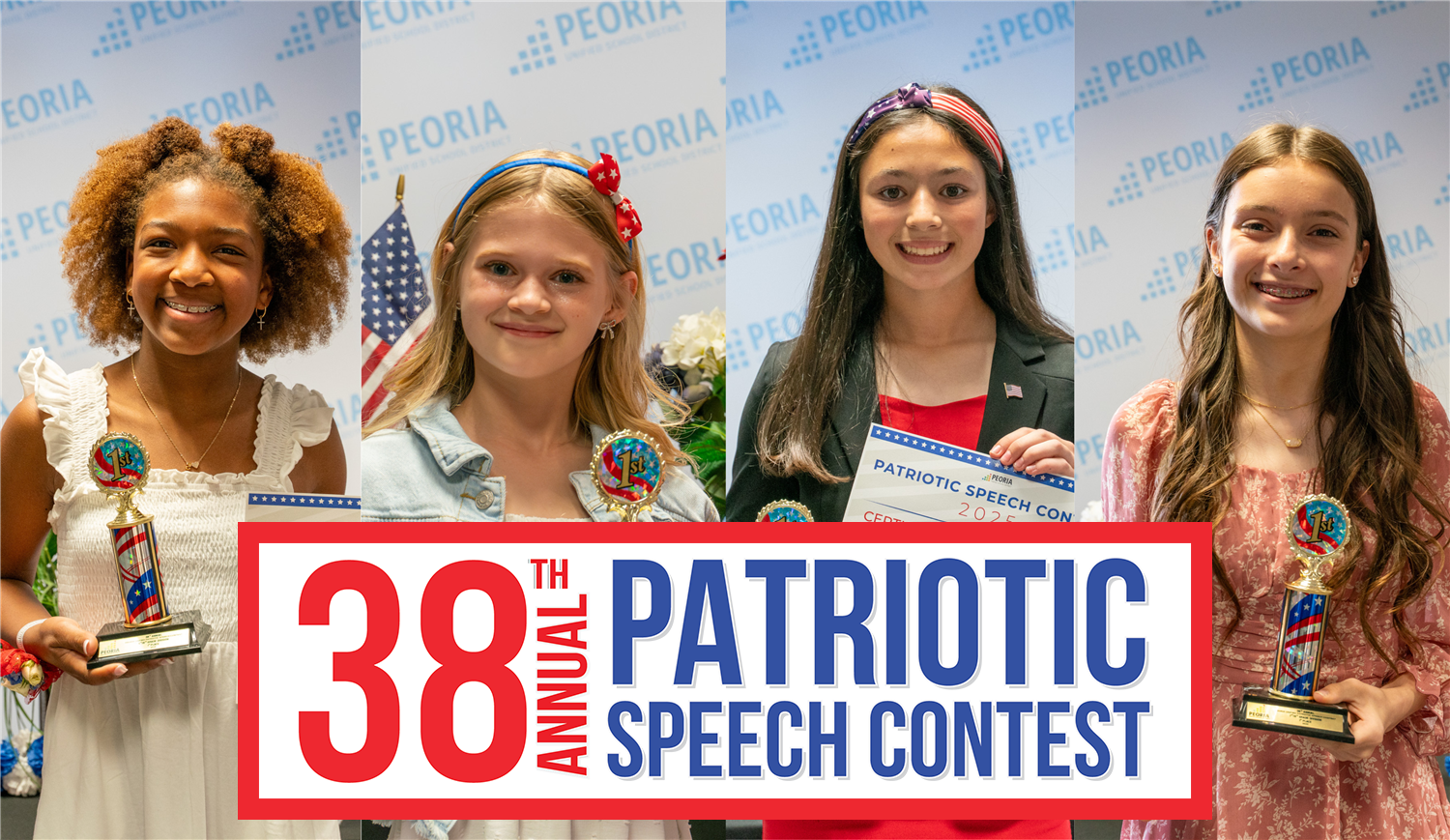 38th Annual Patriotic Speech Contest with images of some of the winners